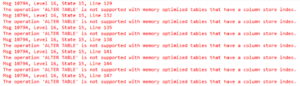 ALTER TABLE failing on a memory optimized table with a clustered columnstore index